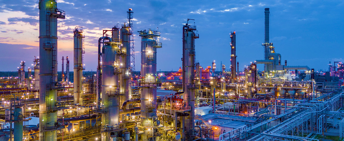 Oil refinery industrial background